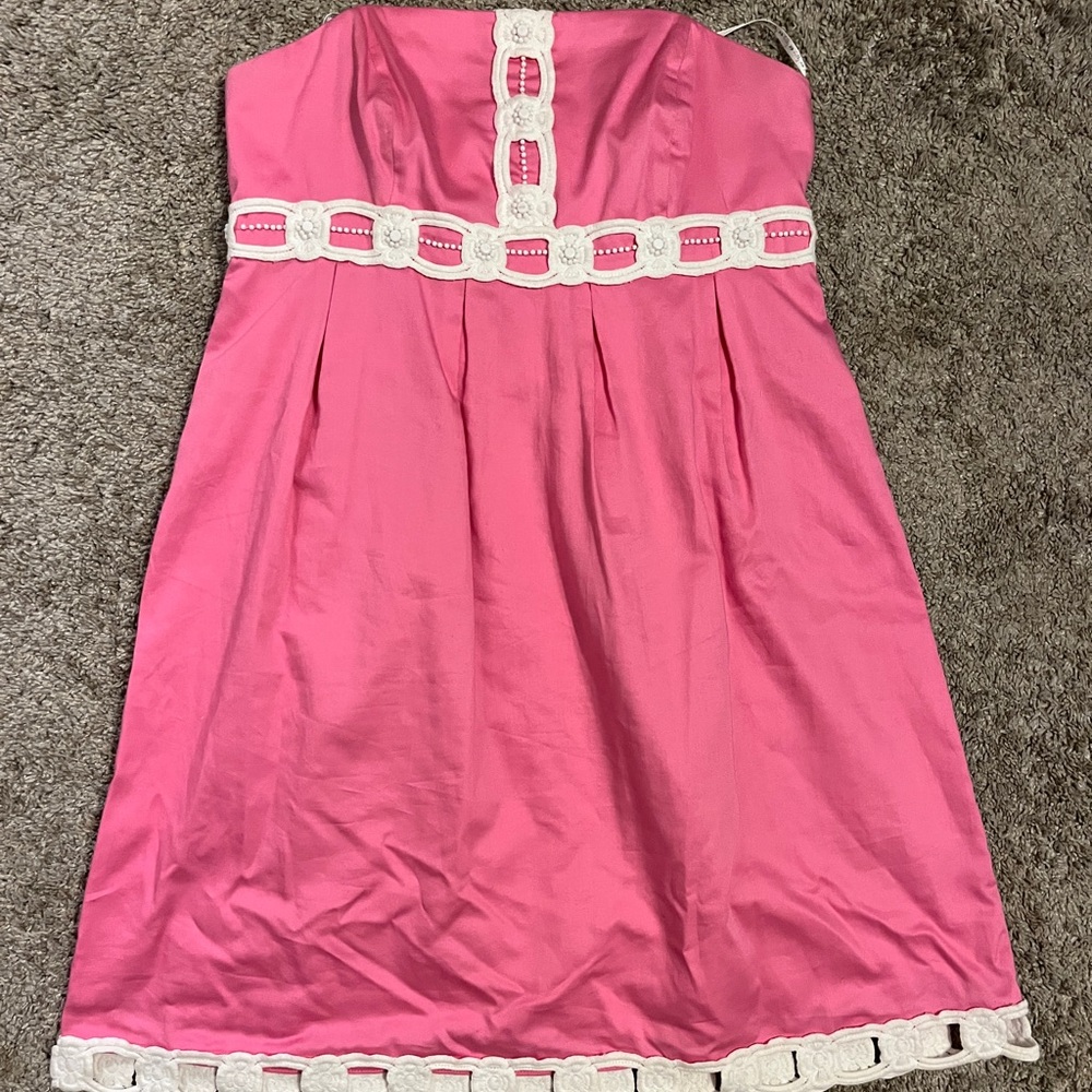 Lilly Pulitzer Pink Dress with White Trim